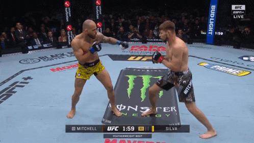 mitchell and silva are fighting in a boxing match