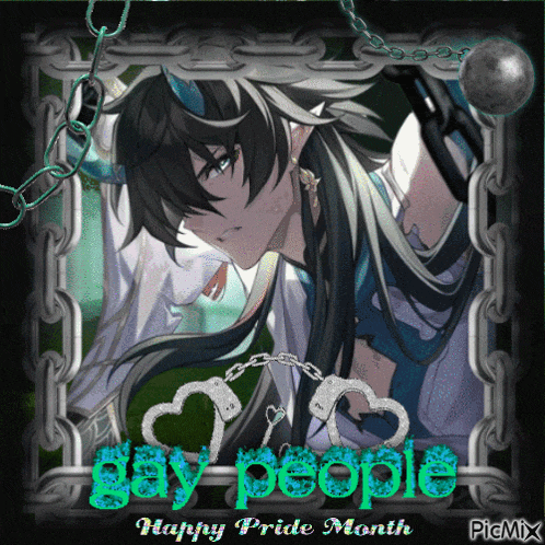 a picture of a boy with handcuffs and the words gay people
