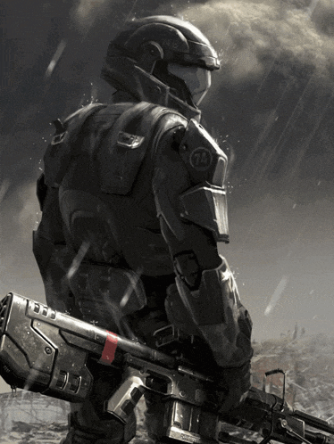 a soldier with the number 14 on the back of his uniform