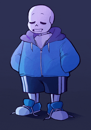 a drawing of a skeleton in a blue jacket and shorts