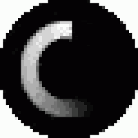 a black and white image of a circle with a swirl in it .
