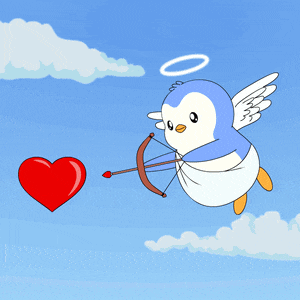 a cupid with a bow and arrow is flying towards a red heart