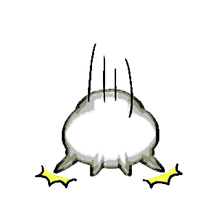 a cartoon drawing of a sheep standing on its hind legs with a speech bubble coming out of it .