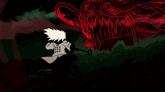 a drawing of a person with blood coming out of his mouth
