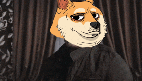 a pixel art drawing of a dog with a serious look on his face