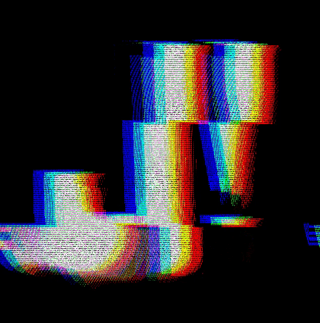 a black background with a rainbow of colors and lines