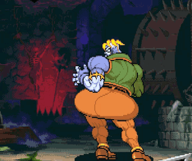 a pixel art drawing of a man with a horse 's tail