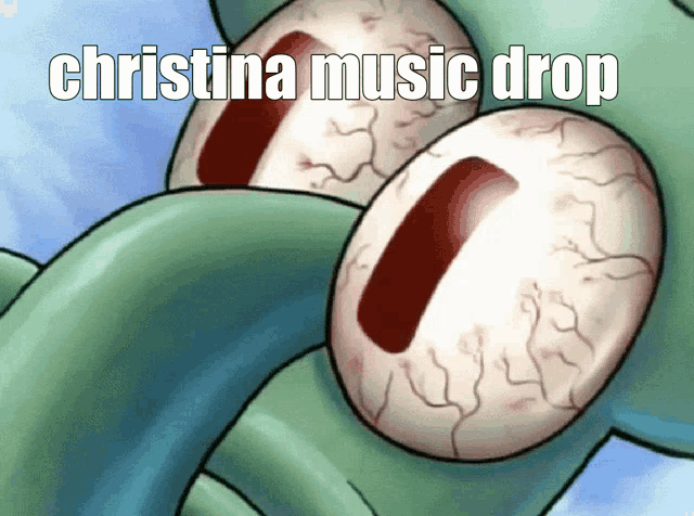a cartoon of a squid with the words christina music drop