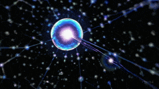 a computer generated image of a sphere with a glowing center