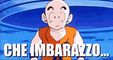 a cartoon character with the words che imbarazzo on the bottom right