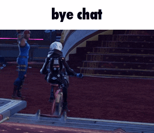 a screenshot of a video game with the words bye chat on top