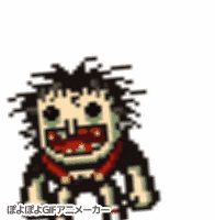 a pixel art of a man with a big mouth