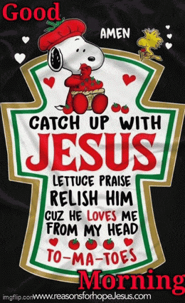 a snoopy poster that says " catch up with jesus "