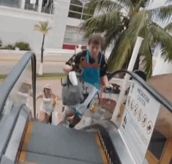 Nick White Escalator GIF - Nick White Escalator Stairs GIFs