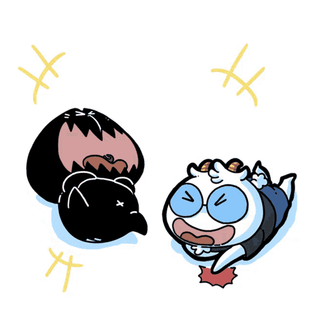 a cartoon drawing of a cat and a fish with wings