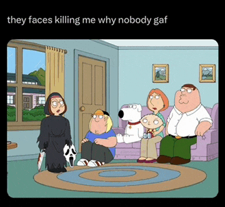 a cartoon of a family sitting in a living room with the caption they faces killing me why nobody gaf .