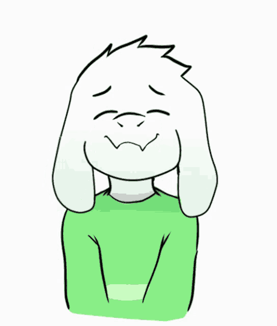 a drawing of a goat wearing a green shirt and a white shirt .