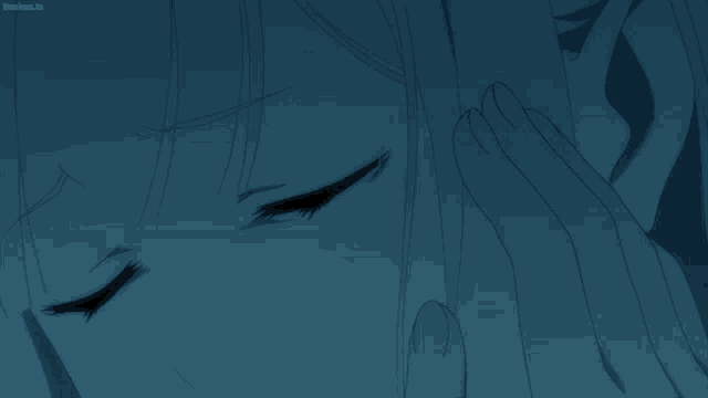 a close up of a person 's face with a blue background that says ' bokuma.tv ' on the bottom
