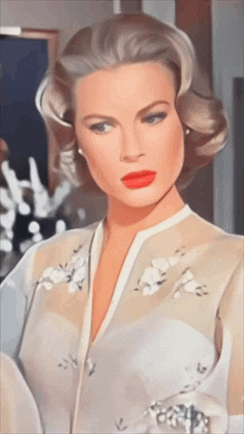 a woman with blonde hair and red lipstick is wearing a white shirt