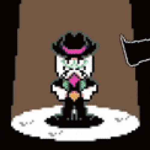 a pixel art of a cat wearing a cowboy hat