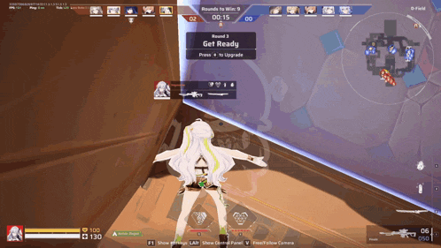 a screenshot of a video game shows a girl standing in front of a wall and a get ready button