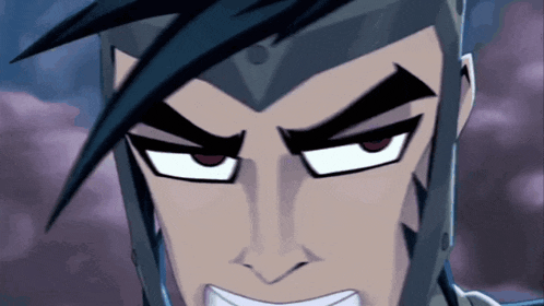 a close up of a cartoon character 's face