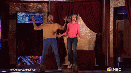 Excited Kristen Bell GIF - Excited Kristen Bell Family Game Fight GIFs