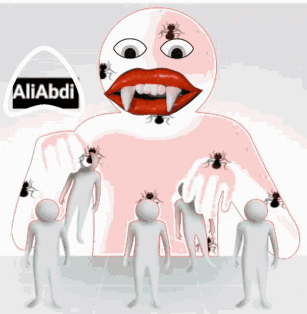 a drawing of a monster with spiders on it and the name aliabdi