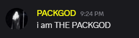 a black background with the words packgod and i am the packgod on it