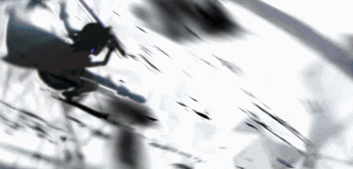 a person is flying through the air with a sword