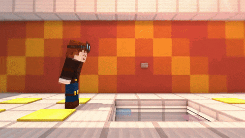 a minecraft character is standing in front of a wall