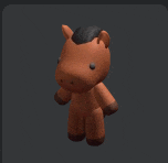 a brown stuffed horse with a black mane and black eyes