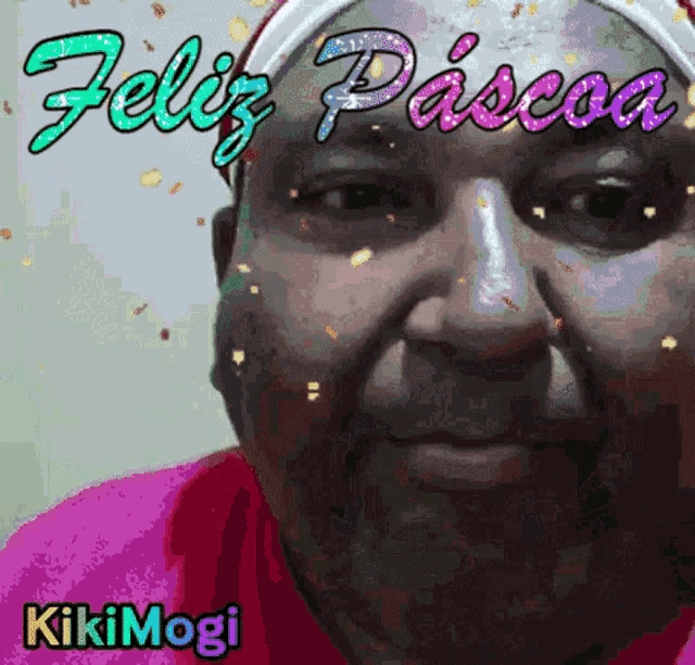 a picture of a man with the words feliz pascoa written above him
