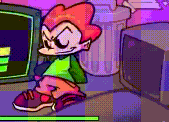 a cartoon character is sitting on the floor next to a trash can and a television .