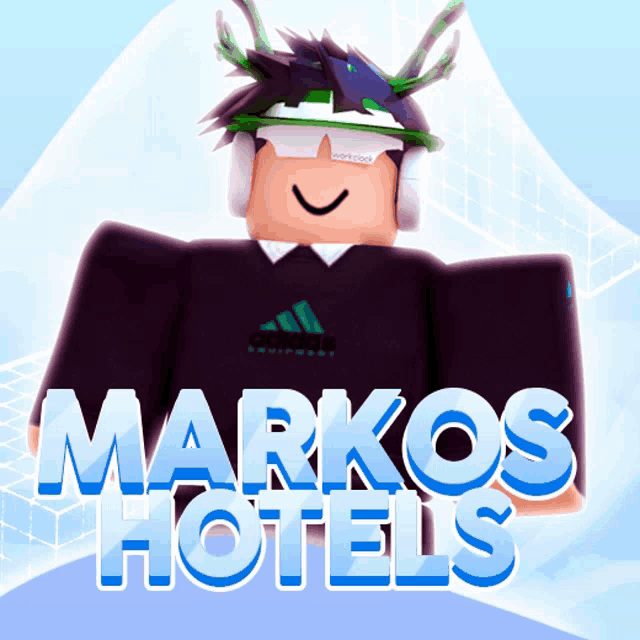 a picture of a roblox character with the name markos hotels
