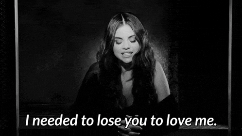 a black and white photo of a woman with the words " i needed to lose you to love me "