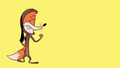 a yellow background with a cartoon fox and the words owoo ooooo !
