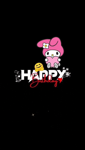 a birthday card with a pink bunny and the words happy birthday