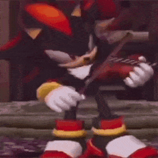 shadow the hedgehog is playing a guitar in a video game while dancing .