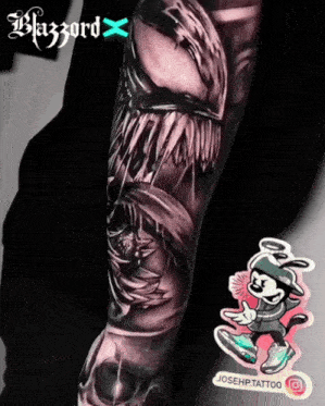 a tattoo on a man 's arm says blizzard