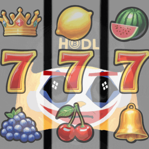 a slot machine with a crown a lemon a cherry a watermelon and a bell