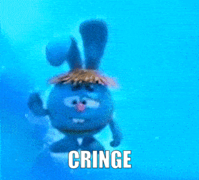 a cartoon character with the word cringe written on it