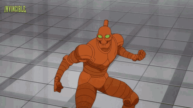 a cartoon of an invincible character with a green light coming out of his hand