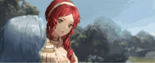 a painting of a girl with red hair