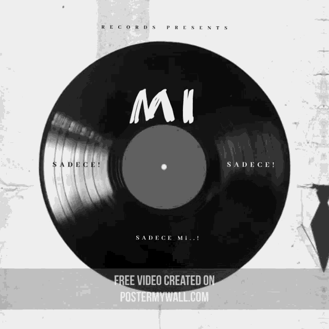 a record that says mi on it