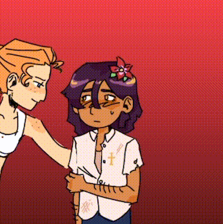 a cartoon of a boy with a flower in his hair