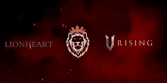 a logo for lionheart and rising with a lion with a crown on its head