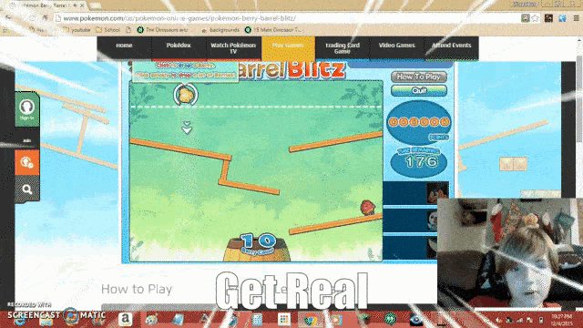 a computer screen shows a game called arrelblitz and says get real