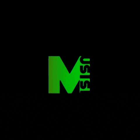the word musisi is on a black background with a green triangle
