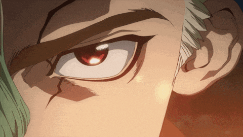 a close up of a cartoon character 's eye
